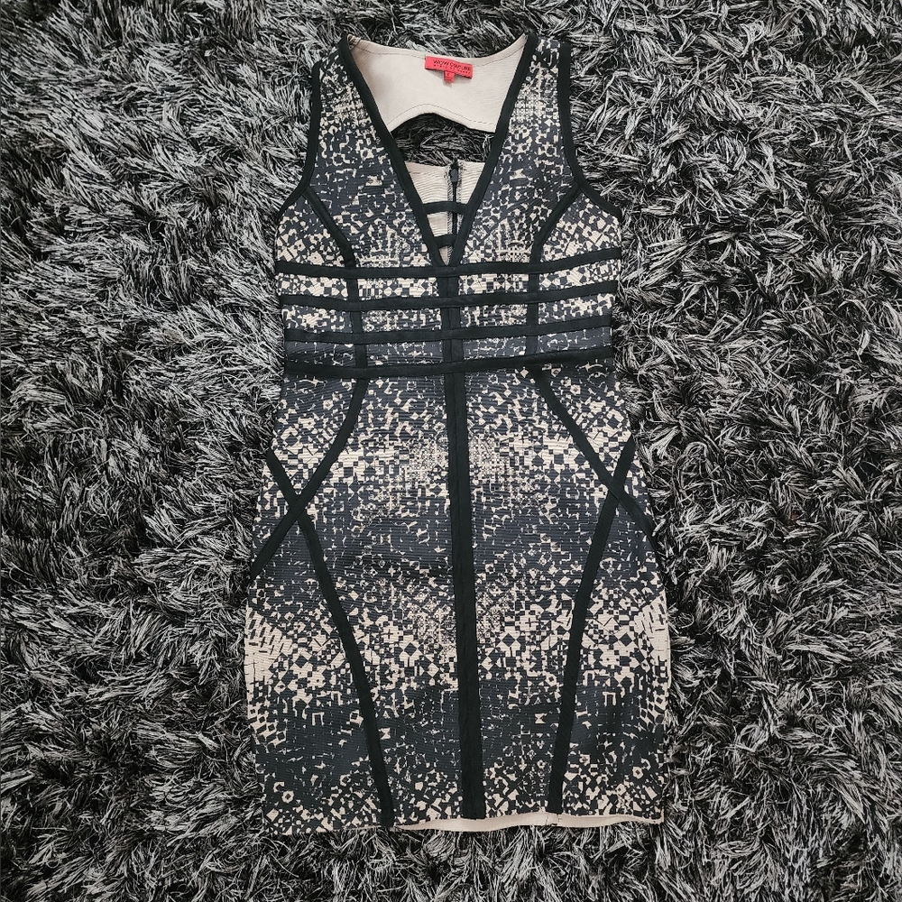 WOW Couture Black and White Halter Bodycon Mini Dress